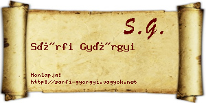 Sárfi Györgyi névjegykártya