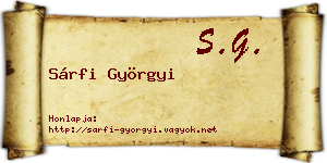 Sárfi Györgyi névjegykártya